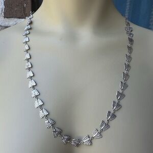 VTG  Butterflies Link Necklace 24" Filigree Stamped 925 Sterling Silver‎ 15.0g
